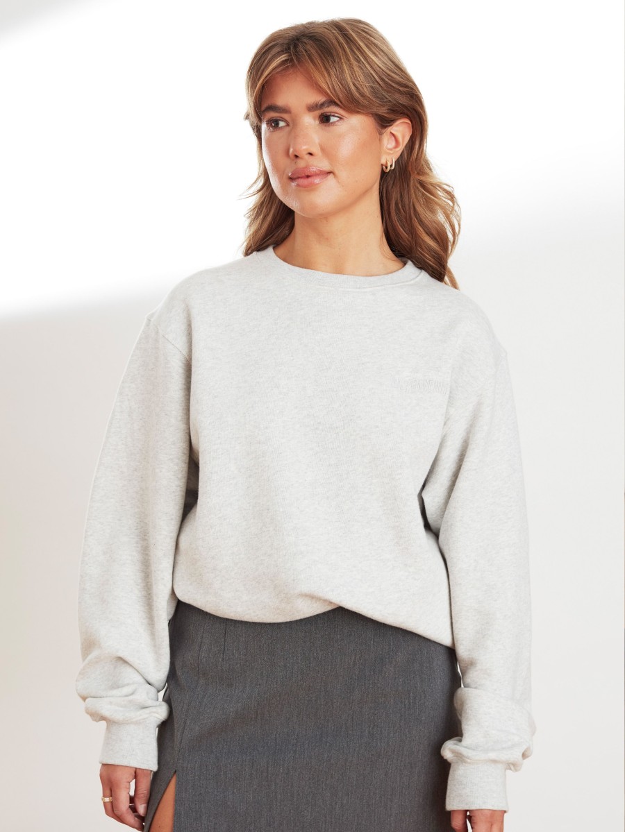 Women Djerf Avenue Sweaters | Staple Sweatshirt Grey Grey Melange