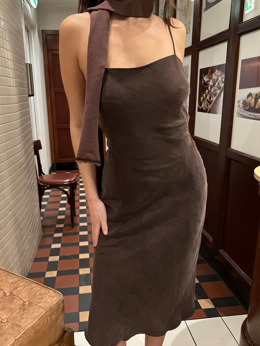 Women Djerf Avenue Dresses | Dream Dress Midi Dark Mocha