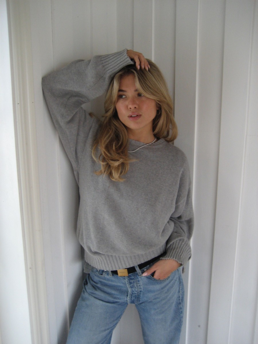 Women Djerf Avenue Sweaters | Crewneck Sweater Grey