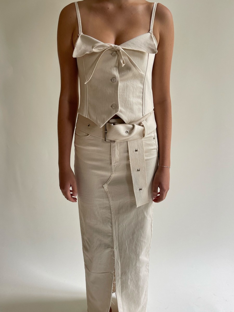 Women Djerf Avenue Belts | Remake Denim Butterfly Belt Cream