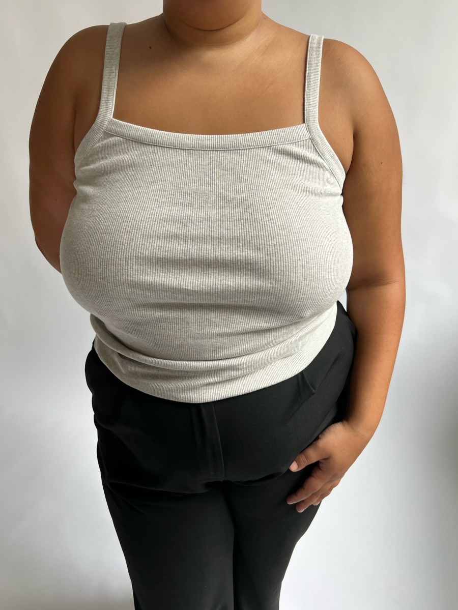 Women Djerf Avenue Tops | Daily Tank Top Ribbed Grey Melange