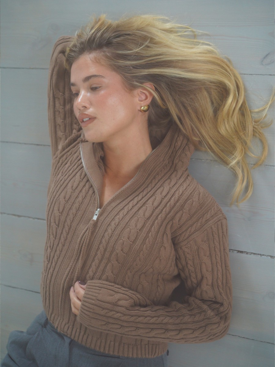 Women Djerf Avenue Sweaters | Ready Set Go Cardigan Brown