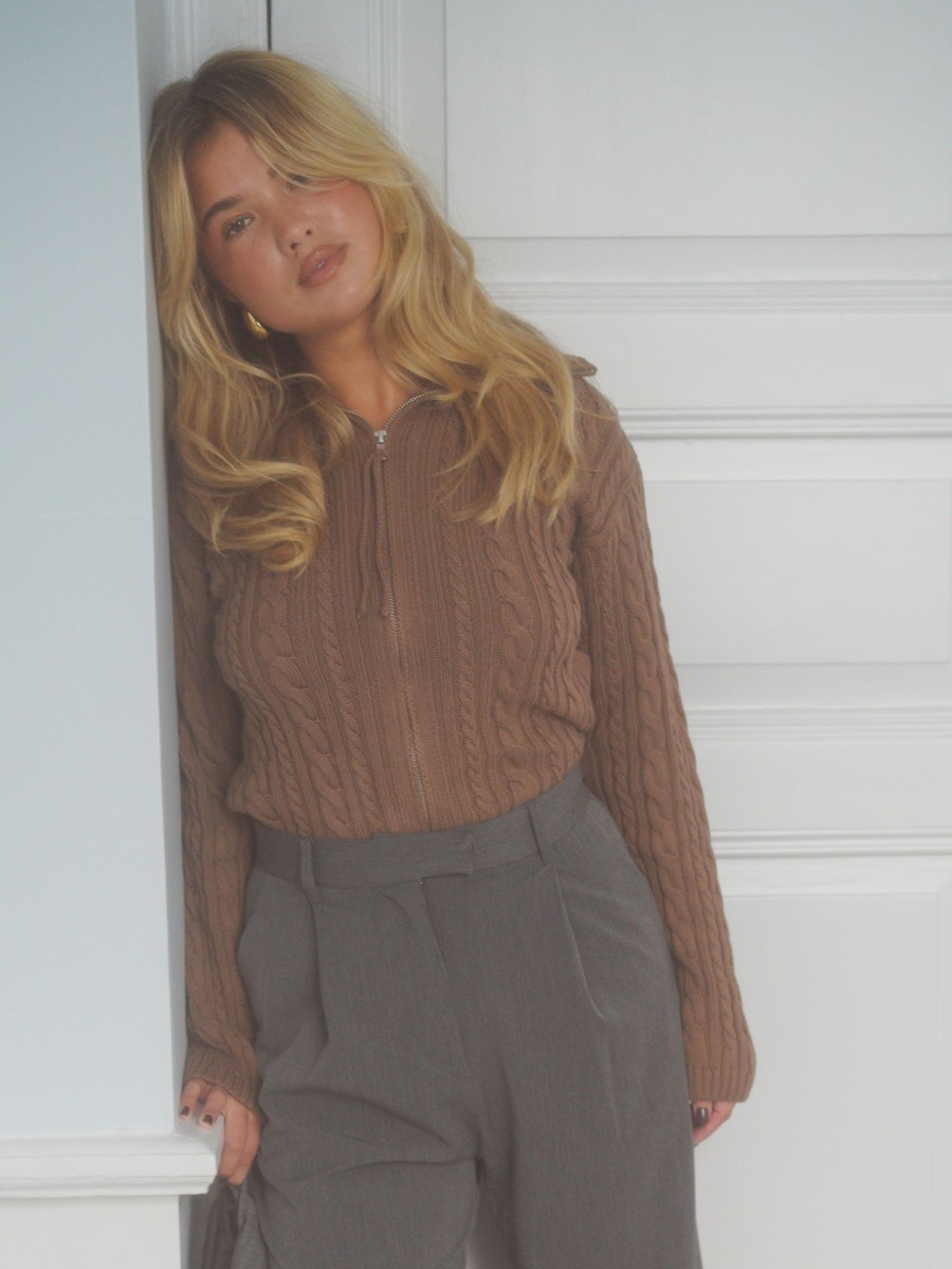 Women Djerf Avenue Sweaters | Ready Set Go Cardigan Brown